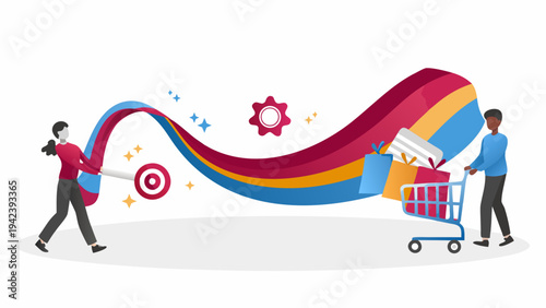 Diverse team working together to achieve shopping goals