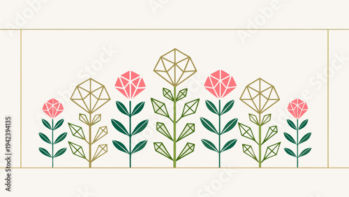 Geometric flowers bloom in modern elegant garden design