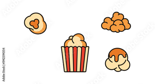 Caramel Popcorn Line art modern minimal abstract vector