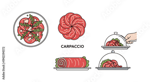 Carpaccio Line art vector set creative modern fluid abstract illustration