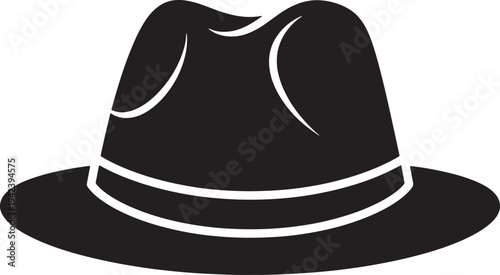 Simple silhouette of a classic hat with white outline details