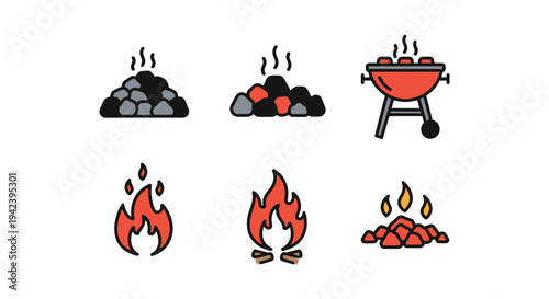 Charcoal Fire Line art vector creative color harmony abstract illustration