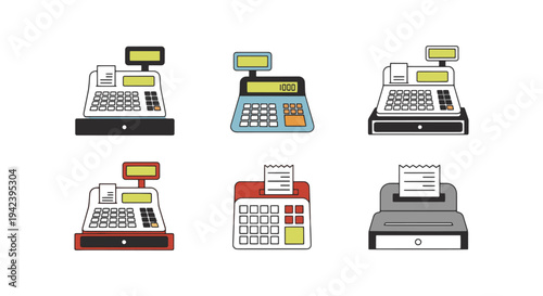 Cash Register Line art vector minimal abstract graphic color