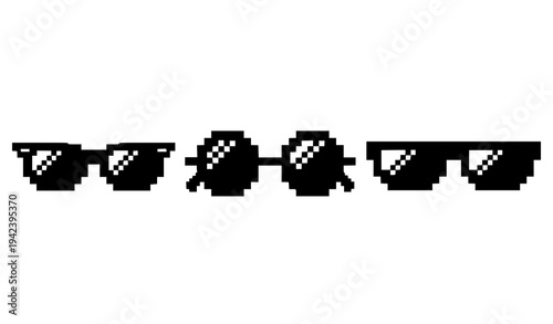 Pixel boss sunglasses retro 8 bit pixel art glasses vector illustration