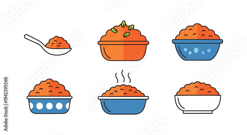 Carrot Halwa Line art vector colorful abstract modern illustration