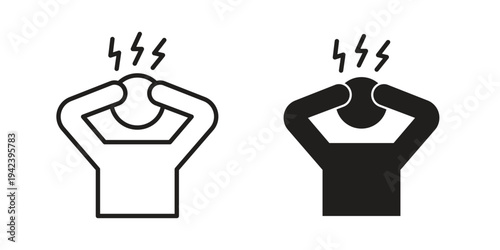 Anxiety icon silhouette. Editable stroke. Line vector illustration design