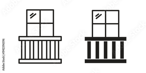 Balcony icon silhouette. Editable stroke. Line vector illustration design
