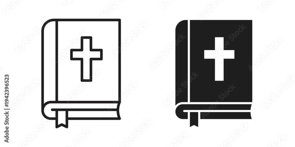 Fototapeta premium Bible icon silhouette. Editable stroke. Line vector illustration design