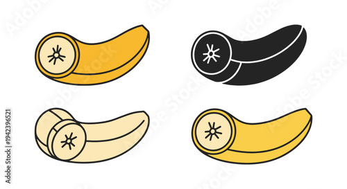 Banana Slices Line art vector minimal smooth abstract illustration