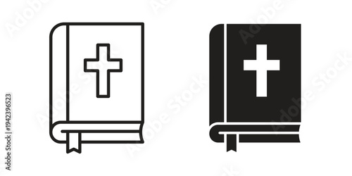 Bible icon silhouette. Editable stroke. Line vector illustration design