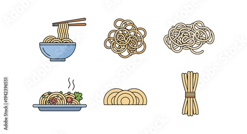 Cellophane Noodles Line art modern abstract theme illustration