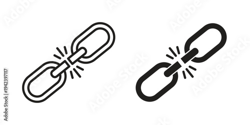 Broken link icon silhouette. Editable stroke. Line vector illustration design