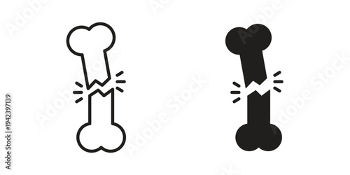 Broken bone icon silhouette. Editable stroke. Line vector illustration design
