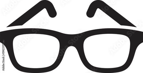 Glasses icon with two lenses and two temples up  simple eyewear symbol