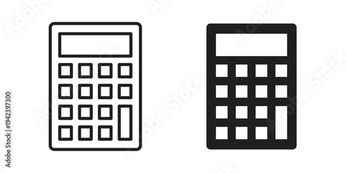 Calculator icon silhouette. Editable stroke. Line vector illustration design