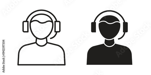 Callcenter icon silhouette. Editable stroke. Line vector illustration design