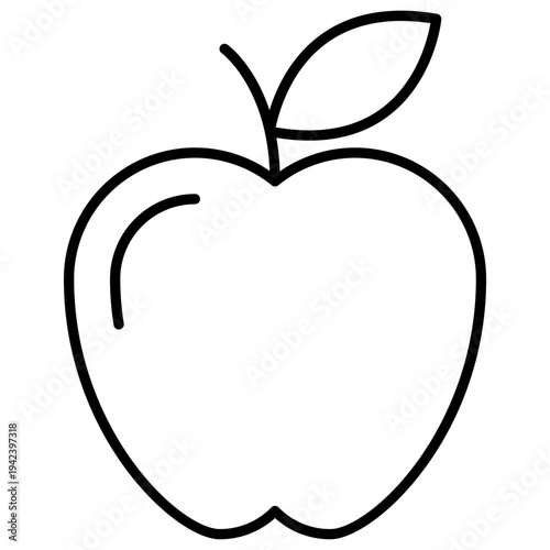 Apple fruit line icon with leaf