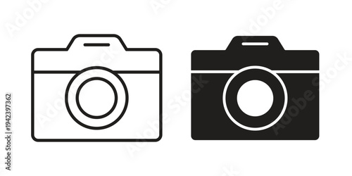 Camera icon silhouette. Editable stroke. Line vector illustration design