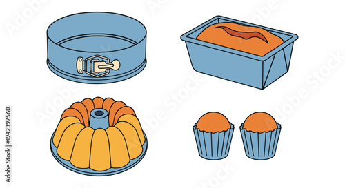 Cake Mold Line art vector set clean modern artistic abstract illustration
