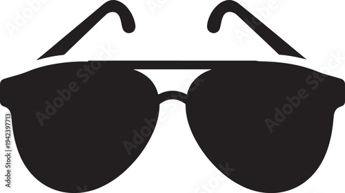 Sunglasses with dark lenses and curved temples  simple illustration