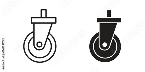 Cart trolley wheel icon silhouette. Editable stroke. Line vector illustration design