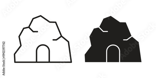 cave icon silhouette. Editable stroke. Line vector illustration design