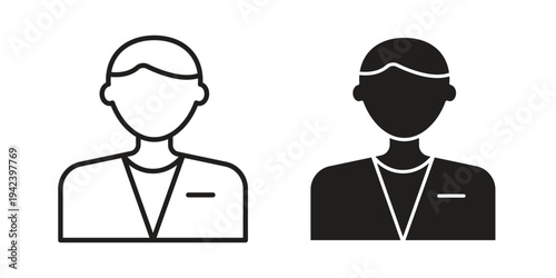 Cashier icon silhouette. Editable stroke. Line vector illustration design