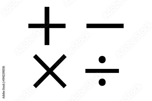 math symbols, plus sign, minus sign, multiply sign, divide sign, arithmetic symbols, math icons, mathematics signs, math operators, calculation symbols