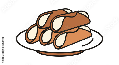 Cannoli Plate Line art vector soft minimal abstract illustration