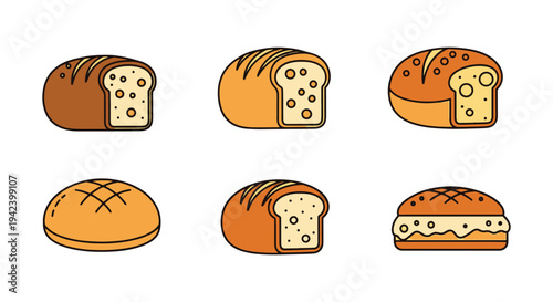 Cheese Bread Line art vector digital abstract colorful