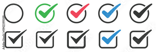 Checkbox set with blank and checked checkbox vector icon, illustrating user interface elements, selection options, forms, task management, and digital workflow design