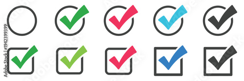 Checkbox set with blank and checked checkbox vector icon, simple flat design for app interfaces