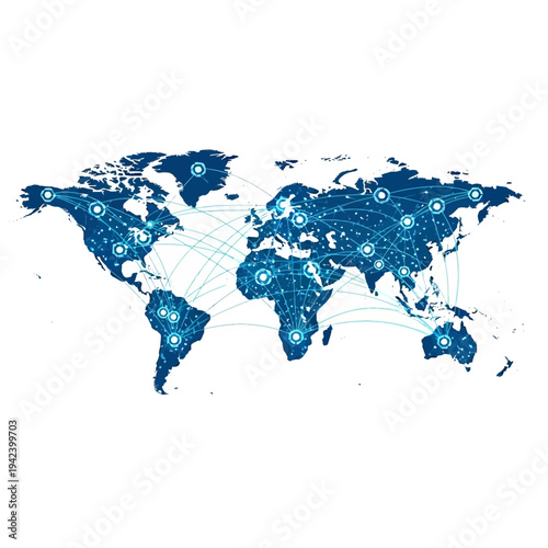 Global Network Connections Illustrate Digital Communication Technology