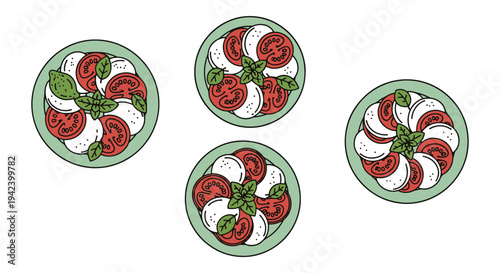 Caprese Plate Line art vector minimal abstract modern style