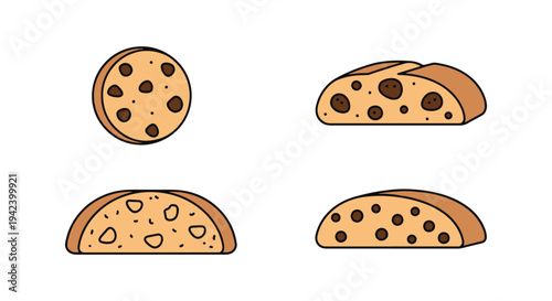 Biscotti Line art vector set creative abstract color design