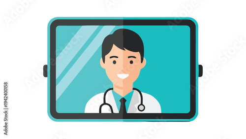 Online Doctor Video Consultation Interface Representing Telemedicine And Digital Healthcare Communication Platform Vector Illustration