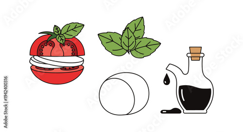 Caprese Salad Line art vector minimal abstract concept illustration