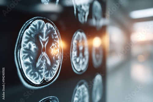 Brain mri scan displaying neurologic disease in medical setting