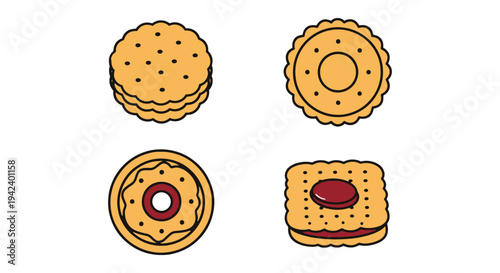 Biscuits Line art vector set abstract color harmony illustration