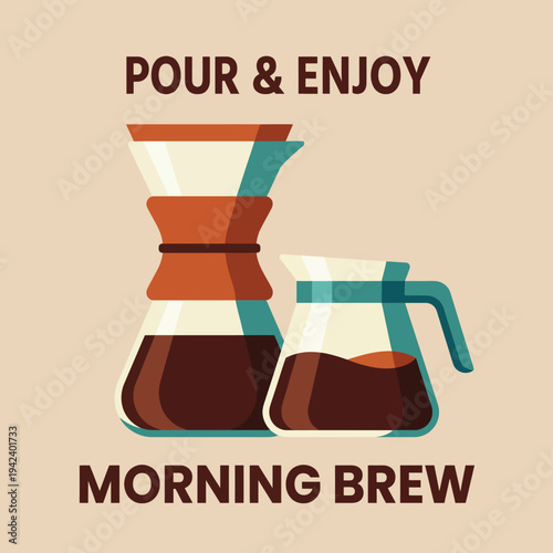 An artistic depiction of coffee-making tools, inviting you to enjoy a delightful morning brew, capturing the essence of warmth and comfort in every cup.
