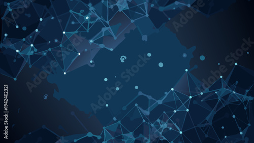 Abstract network of glowing lines and nodes on a dark background