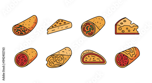 Cheese Enchilada Line art geometric abstract color vector