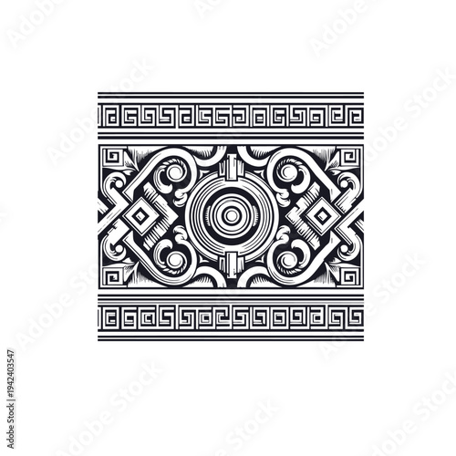 Ancient Greek Meander Key Pattern Motif Seamless Geometric Border Vector
