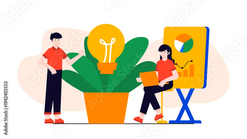 Business team generating new creative ideas during a brainstorming work