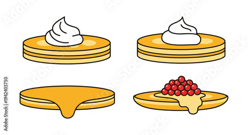 Blini Line art vector set smooth modern abstract illustration