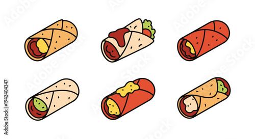 Beef Enchilada Line art vector soft elegant abstract artwork illustration