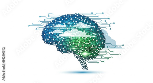 Digital Brain Illustration Representing Artificial Intelligence Technology.