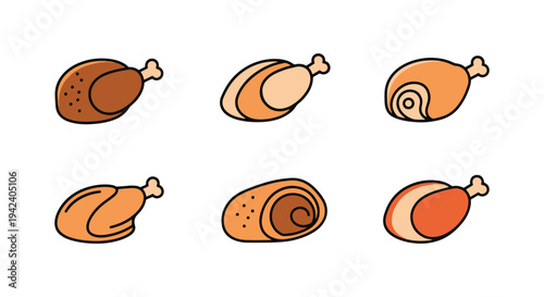 Boiled Chicken Line art vector colorful abstract modern illustration