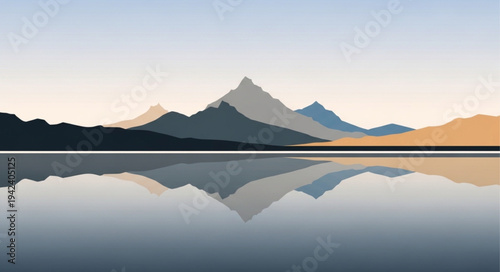Serene Mountain Landscape with Calm Lake Reflection.