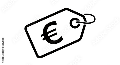 Euro currency price tag icon illustration showing a tagged label with a simple design.